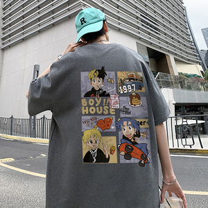 直播有280克精品 220克纯棉重磅美式潮牌印花宽松短袖t恤T720-P25图片