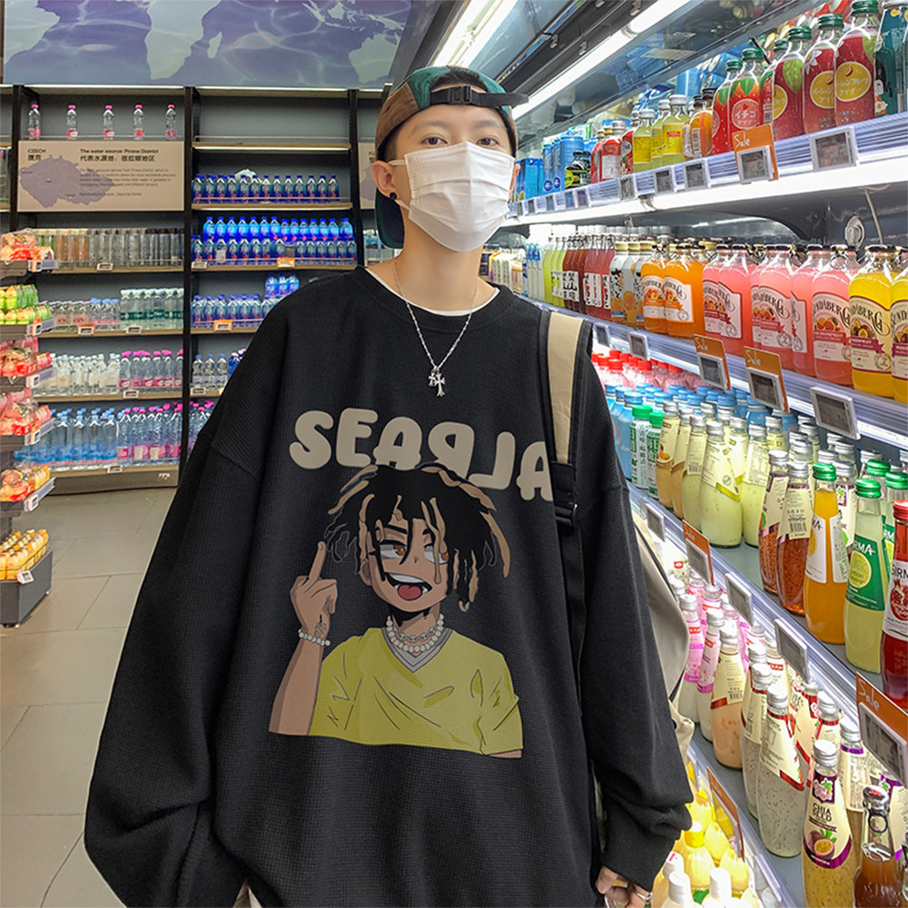 数据超好抖音品质华夫格美式印花潮流圆领卫衣外套W175-P35,男装卫衣,电商A486