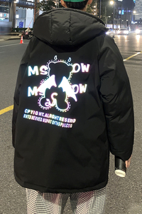 2023冬装潮牌ins夜光印花连帽宽松休闲加厚棉衣外套  W155-P128图片