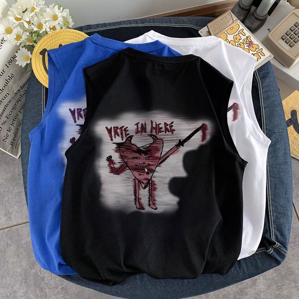 数据超好抖音品质印花宽松无袖背心韩版ins风潮牌t恤BX612-P20,男装背心/马甲,电商A486