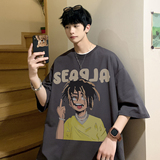 2023夏装美式潮牌卡通印花宽松短袖t恤韩版ins半袖上衣T526-P25，男装T恤，电商A486