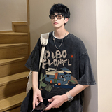 数据超好重磅240克美式水洗做旧潮牌宽松短袖t恤T522-P38控58，男装T恤，电商A486