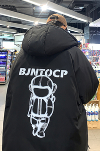 W156-P120 冬装潮牌ins印花图案连帽宽松休闲加厚棉衣外套图片