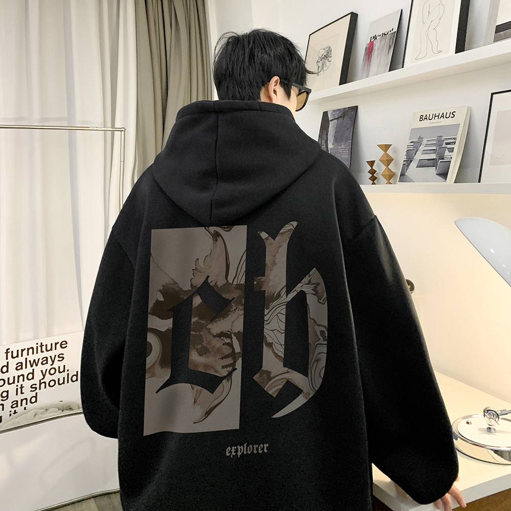 重磅华棉2023春装美式潮牌印花宽松连帽卫衣外套W580-P50,男装卫衣,电商A486