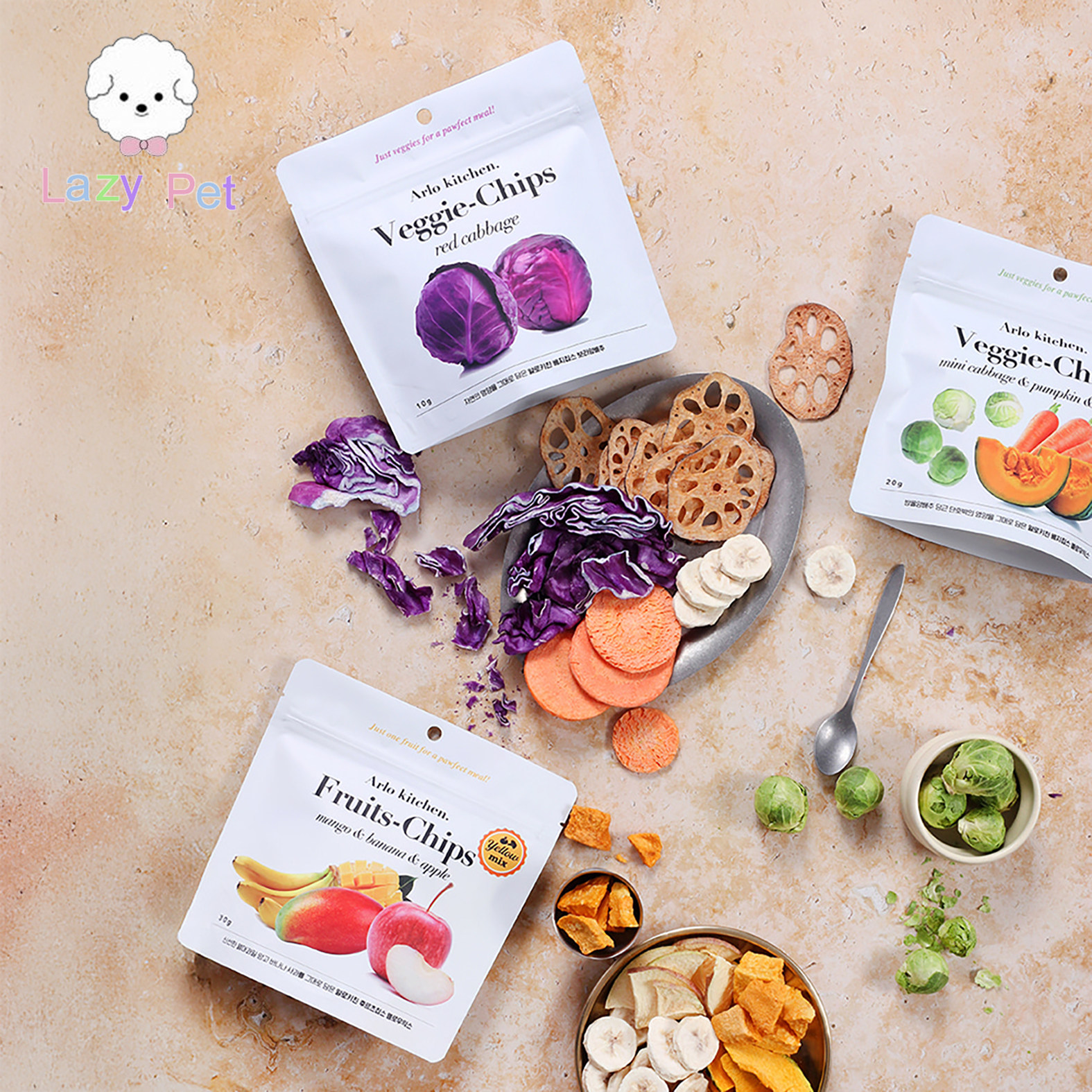 部分现货~韩国Arlo kitchen宠物混合水果蔬菜紫甘蓝莲藕冻干