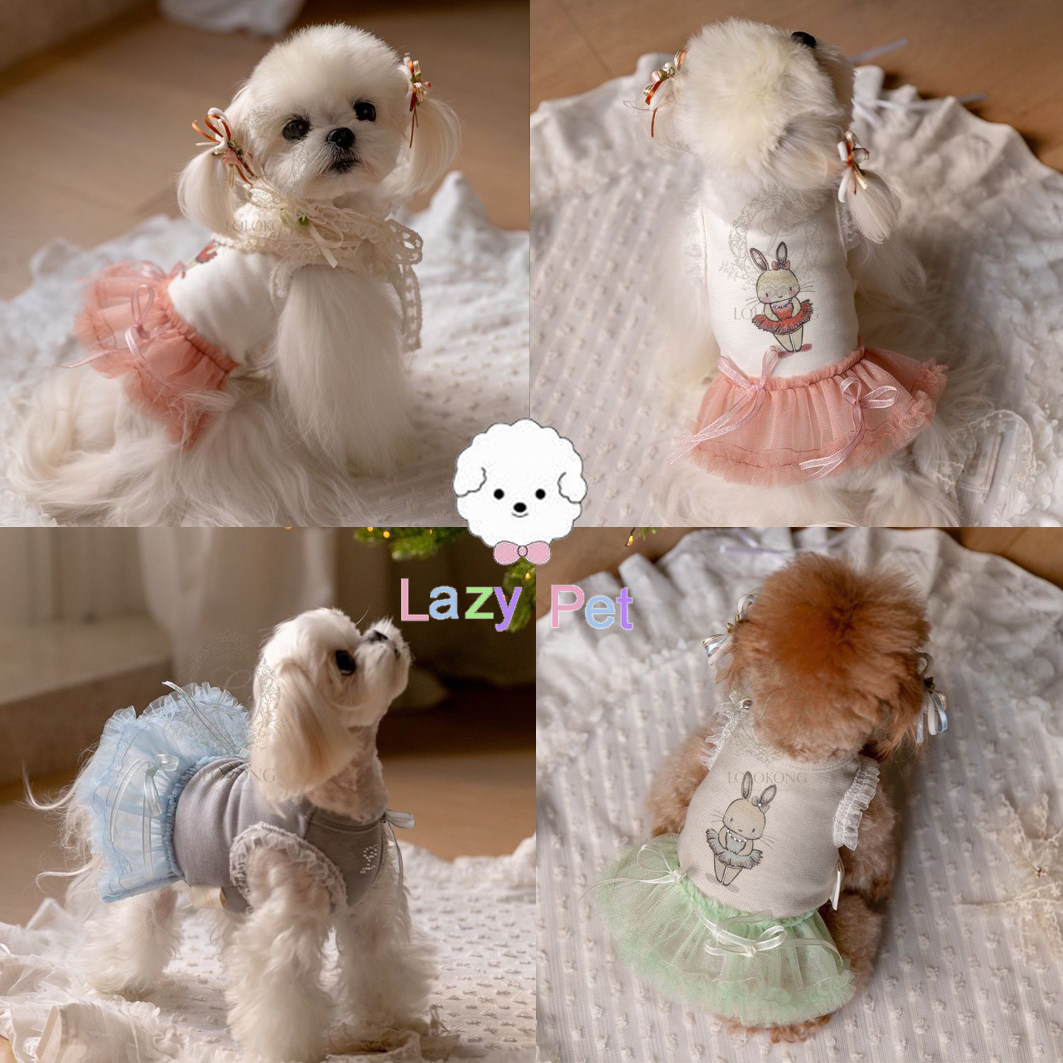 韩代宠物兔子蓬蓬网纱连衣裙发夹