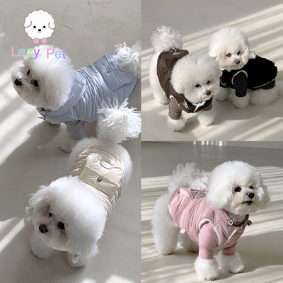 韩代宠物冬保暖防水连帽棉马甲