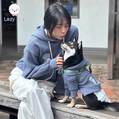 韩代宠物14号华夫格连帽衫亲子装