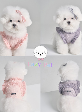 「Lazy Pet」韩国boocce宠物柔软花朵蕾丝木耳边上衣天鹅绒发夹