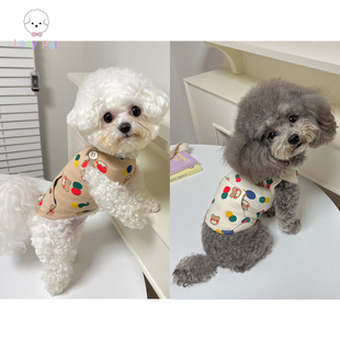 「Lazy Pet」韩国代购宠物猫狗可爱腮红熊彩色圆点插兜纽扣背心