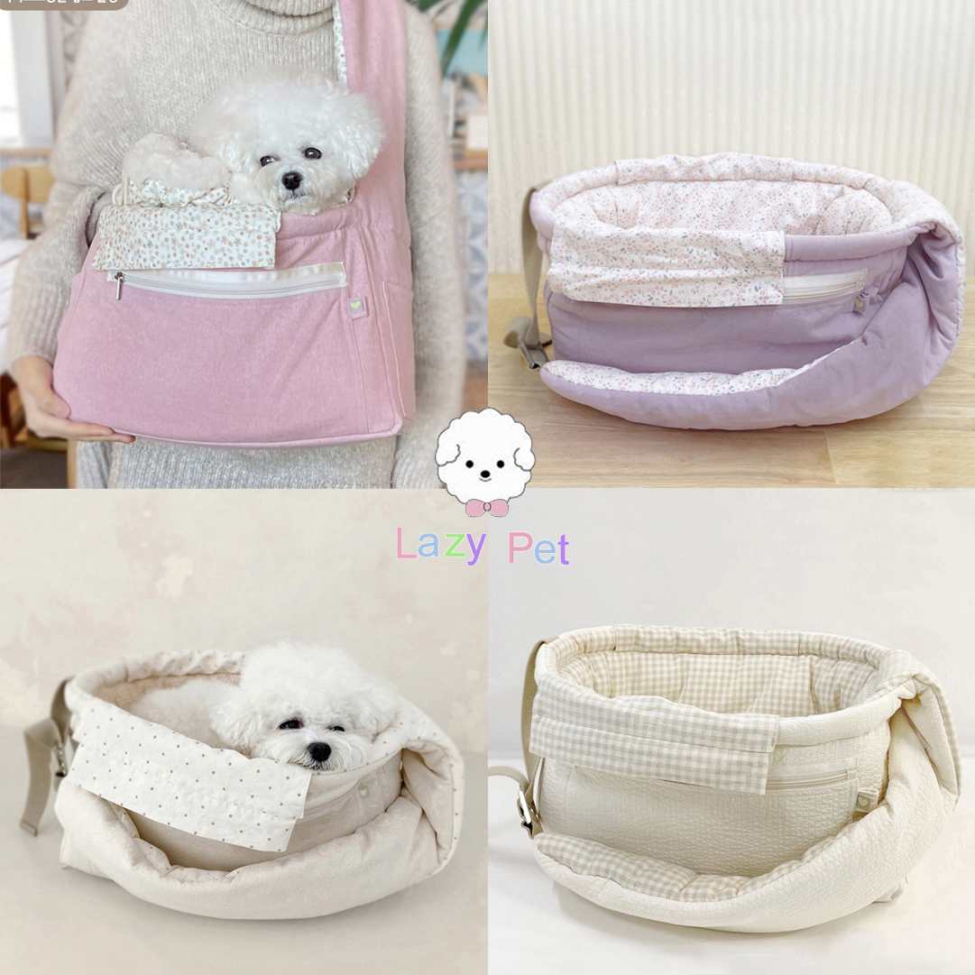 「Lazy Pet」韩国代购hubsch宠物网眼透气花朵圆点格纹单肩斜挎包