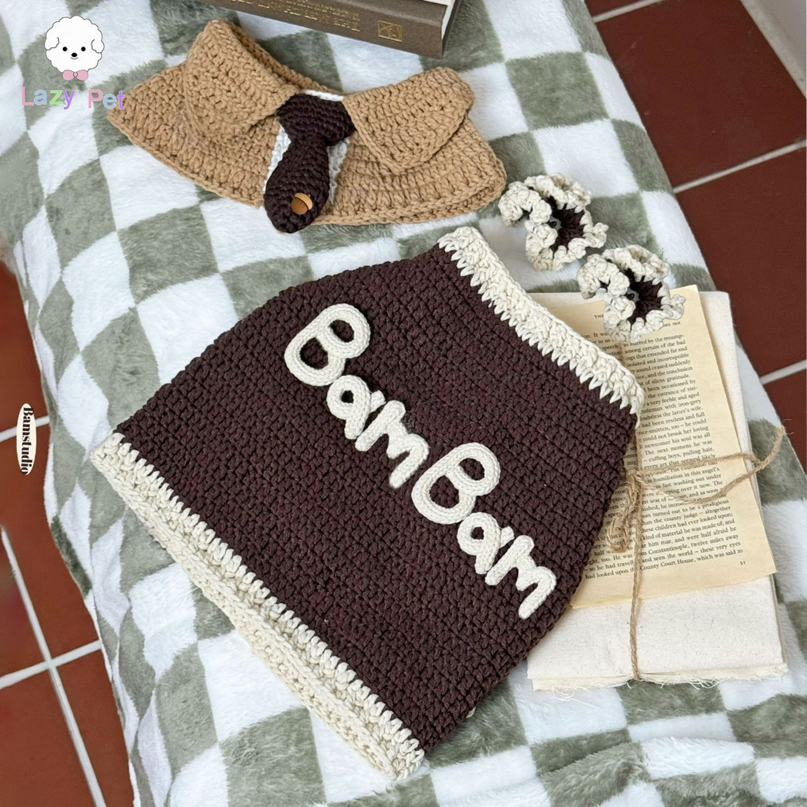 韩代宠物针织秋冬字母刺绣毛衣
