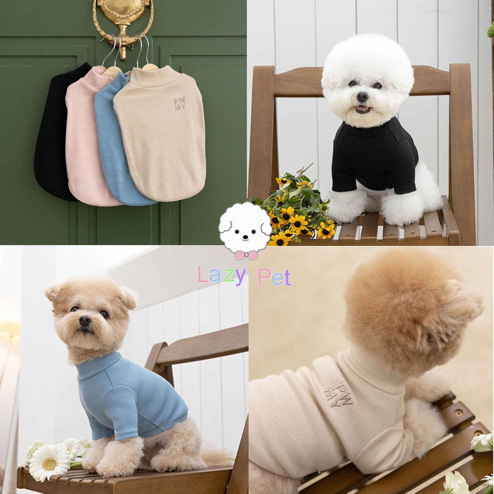 「Lazy Pet」韩国代购pawmily宠物字母刺绣柔软透气天丝高领T恤,宠物/宠物食品及用品,狗宠物服装/雨衣,淘宝优惠券,粉丝福利购,淘宝优惠卷