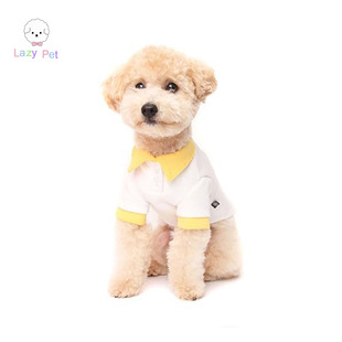 「Lazy Pet」韩国代购 宠物衣服猫狗春秋幼稚园翻领拼色T恤POLO衫