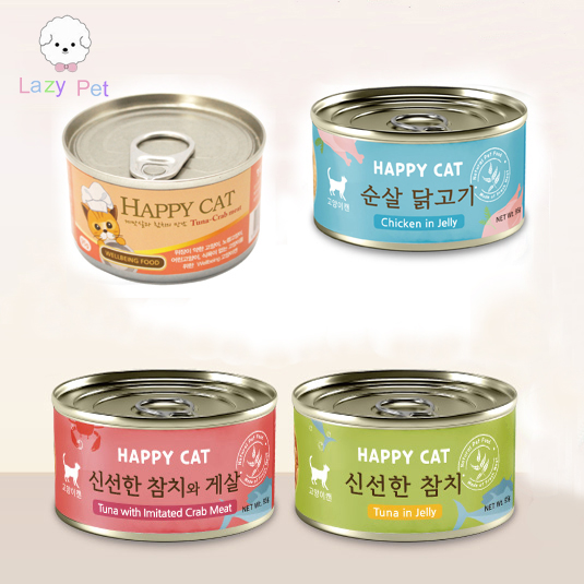 「Lazy Pet」韩国HAPPYCAT宠物猫咪新鲜柔软金枪鱼蟹肉鸡肉罐头-封面