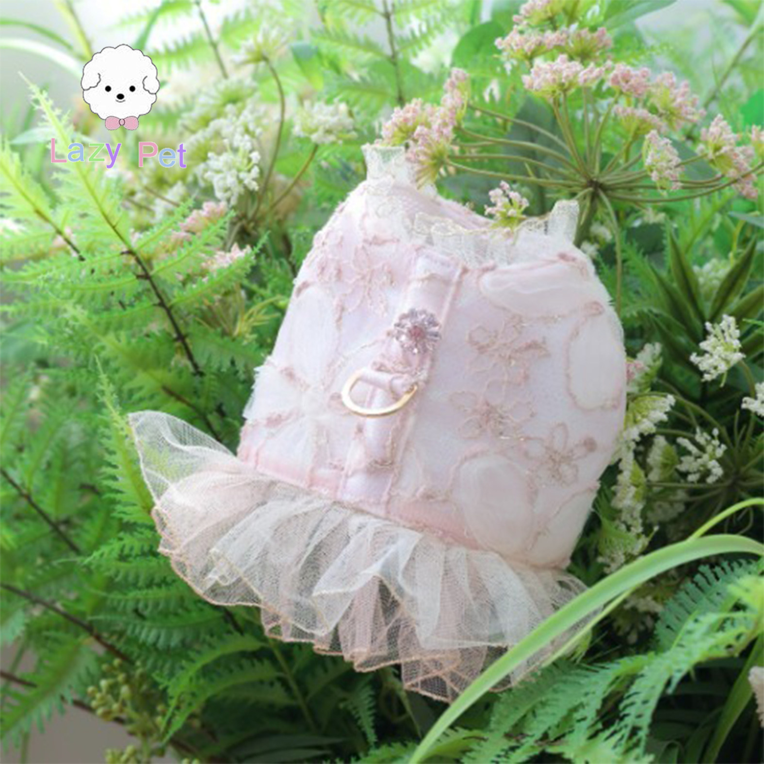 韩代狗狗樱花蕾丝拼接胸背