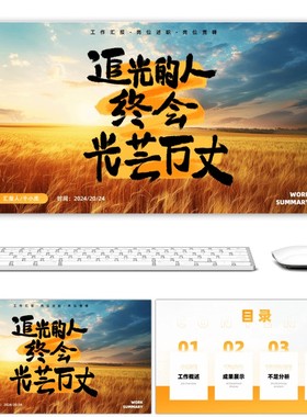 橙色励志风追光的人终会光芒万丈通用PPT简约大气高级动态ppt模板