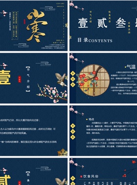 蓝色古典小寒节气介绍PPT模板