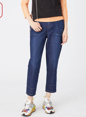 渔牌女装牛仔裤女2024年新款水洗纯棉全棉收脚休闲长裤子FGGA6030