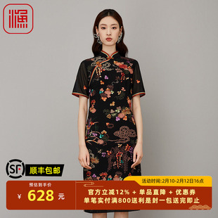 渔女装2023新款秋季高端精致连衣裙中式复古刺绣改良旗袍FGFC0041
