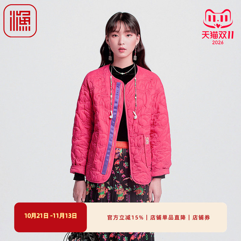 渔牌女装棉服女2024年新款冬季新中式休闲百搭棉衣短外套FGGD4039