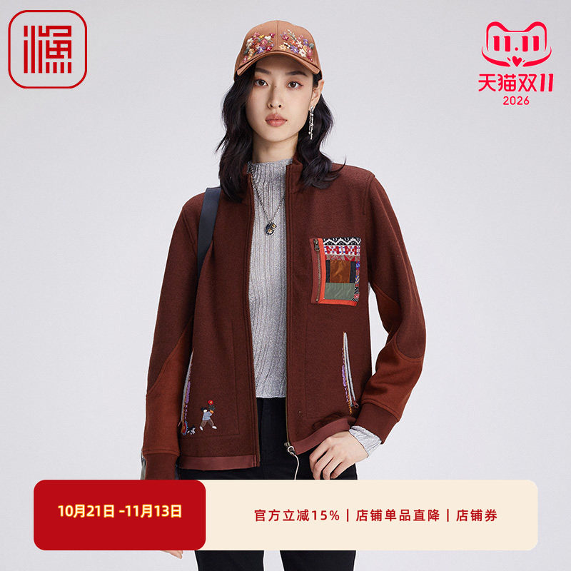 渔牌女装外套女2024新款春秋款潮流拼接休闲短款外套FGGC3230