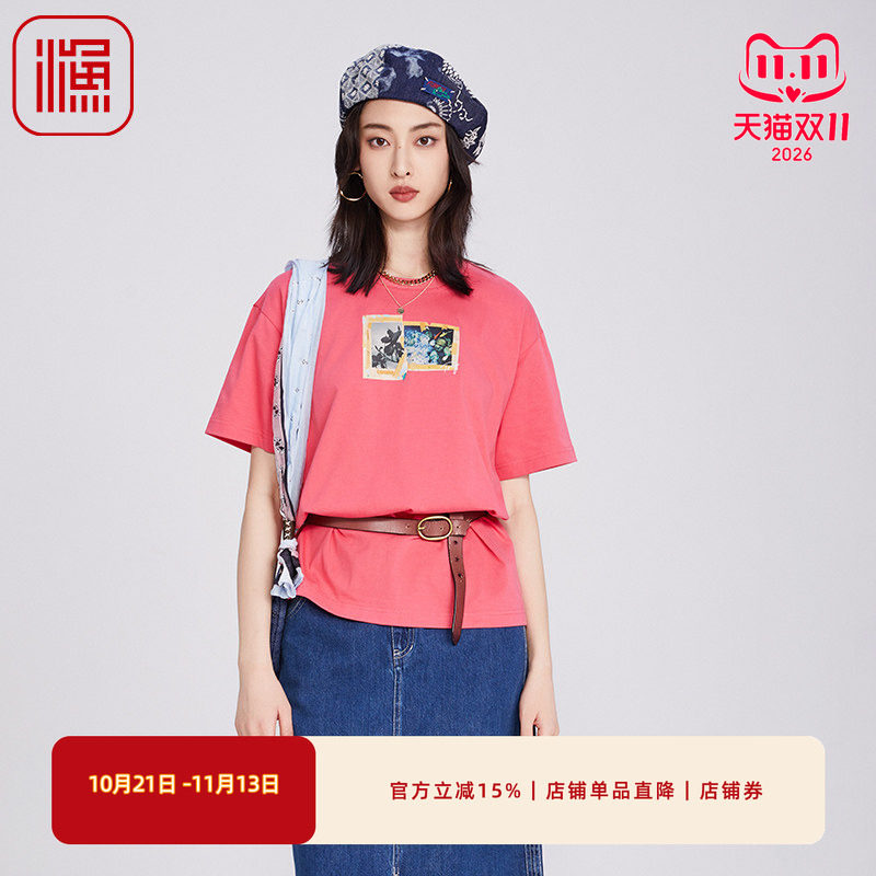 FISHING女装短袖t恤女2025新款棉印花针织短袖上衣FGHA2009