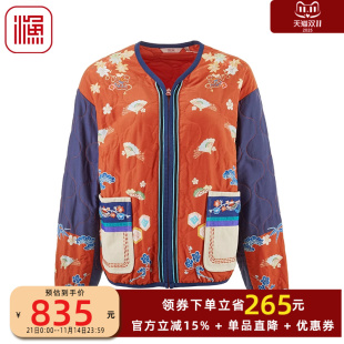 丝棉复古中国风短款 秋冬季 外套FGGC4028 棉服女2024年新款 渔牌女装