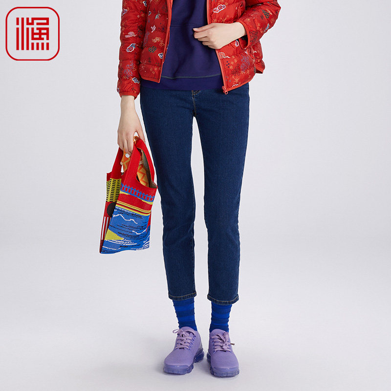 渔牌女装牛仔短裤女款夏秋季2024新款紧身休闲九分小脚裤FGGC6018