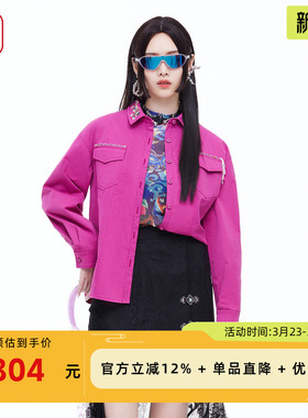 渔牌女2026春装新款文艺刺绣翻领外套女显瘦长袖百搭上衣FGIA3010