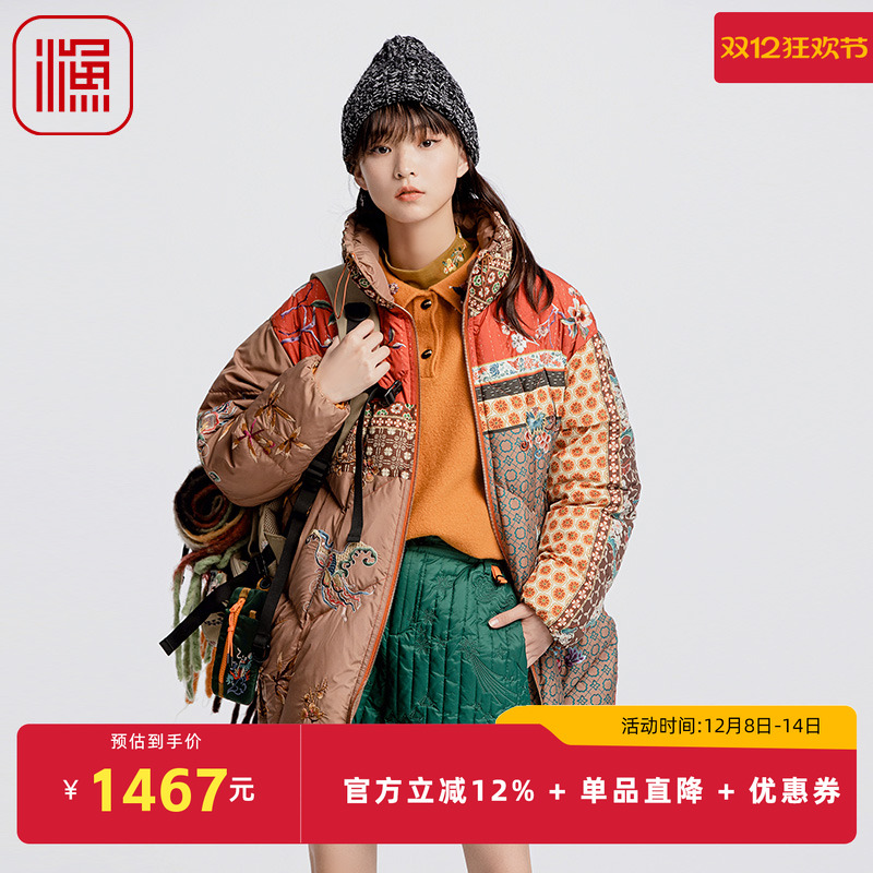 渔2024新款中长款加厚保暖羽绒服