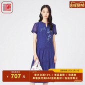 裙子春夏新中式 渔牌新款 女装 刺绣绣花连衣裙通勤气质女裙FGGB0013