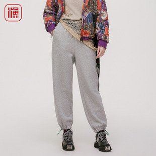 松紧腰百搭休闲舒适女裤 简约束脚卫裤 子FGHD6241 新款 渔牌2025冬装
