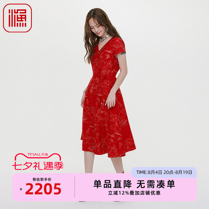 渔牌女2025早秋绣花连衣裙