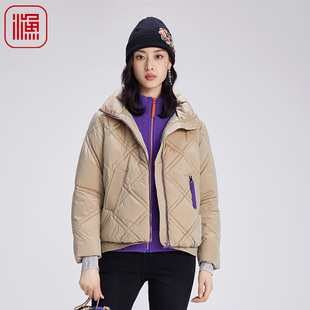 加厚国潮绣花鸭绒羽绒外套FGGD5082 羽绒服女2024新款 渔牌女装 短款