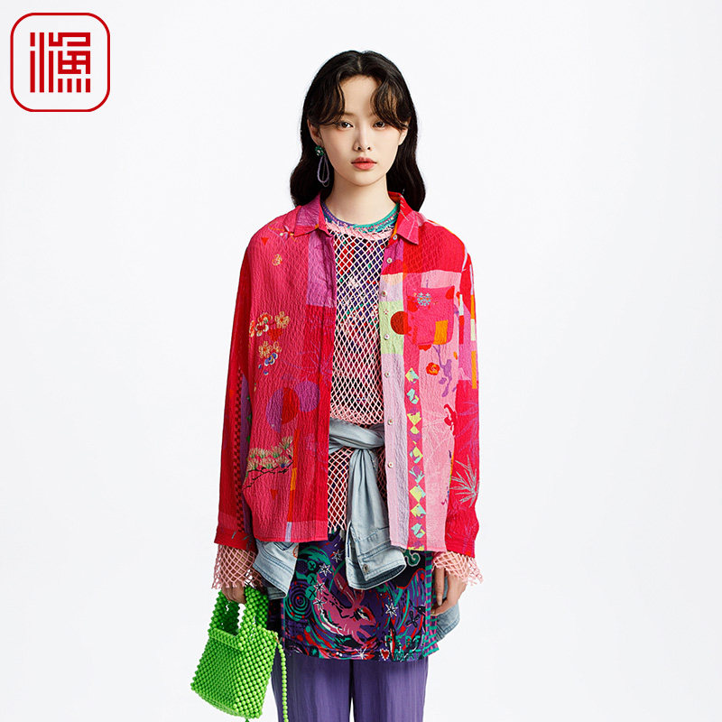 新款印花真丝渔女装衬衫百搭