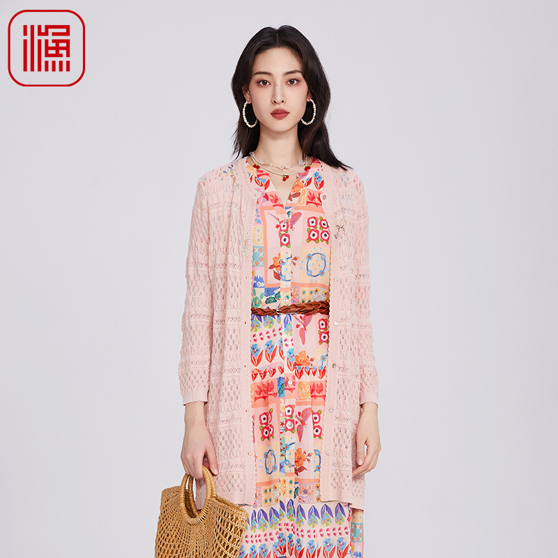 渔服饰春装女款2025年新款镂空薄款长袖开衫针织外套百搭FGHA3617