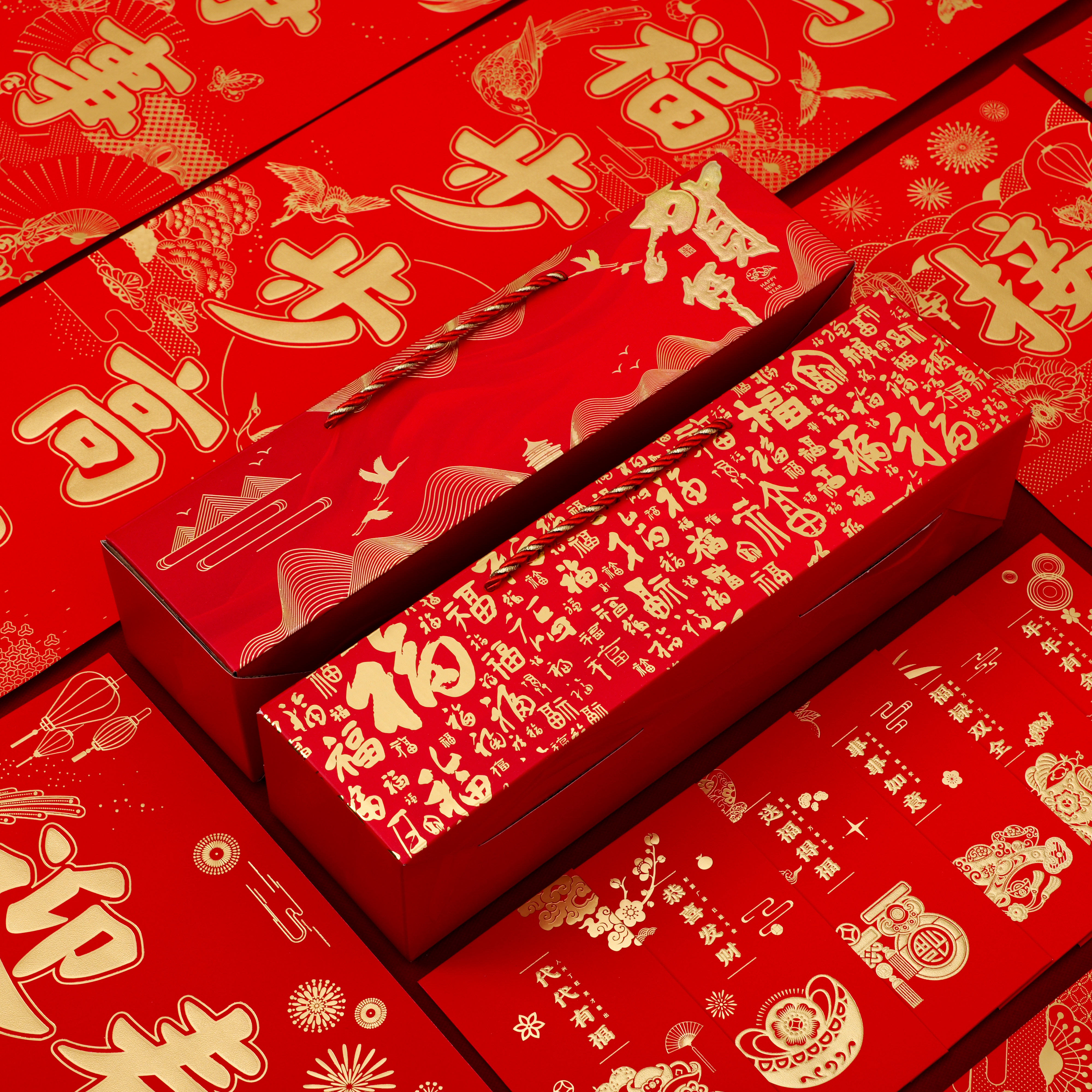 植绒对联定制印logo现货春节大礼包2026马年福字烫金丝绸春联定做