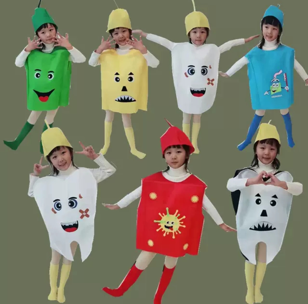 儿童牙细菌大战演出服 牙细菌大作战表演服 病毒 牙齿牙刷道具服