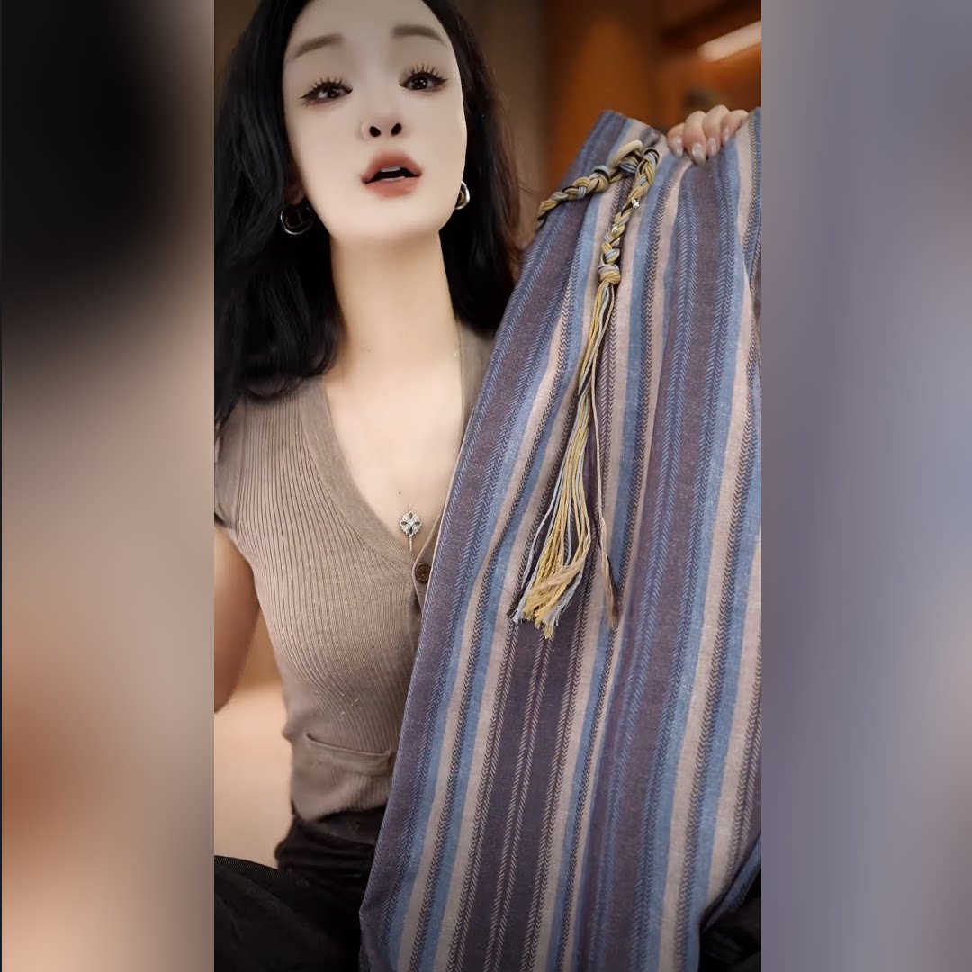 夏季条纹显瘦宽松百搭休闲裤