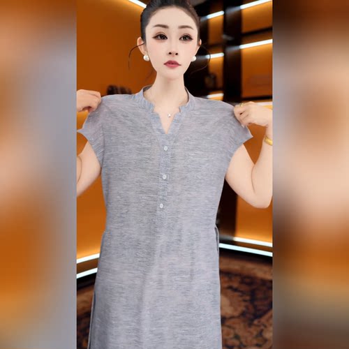 多巴胺通勤短袖V领显瘦连衣裙
