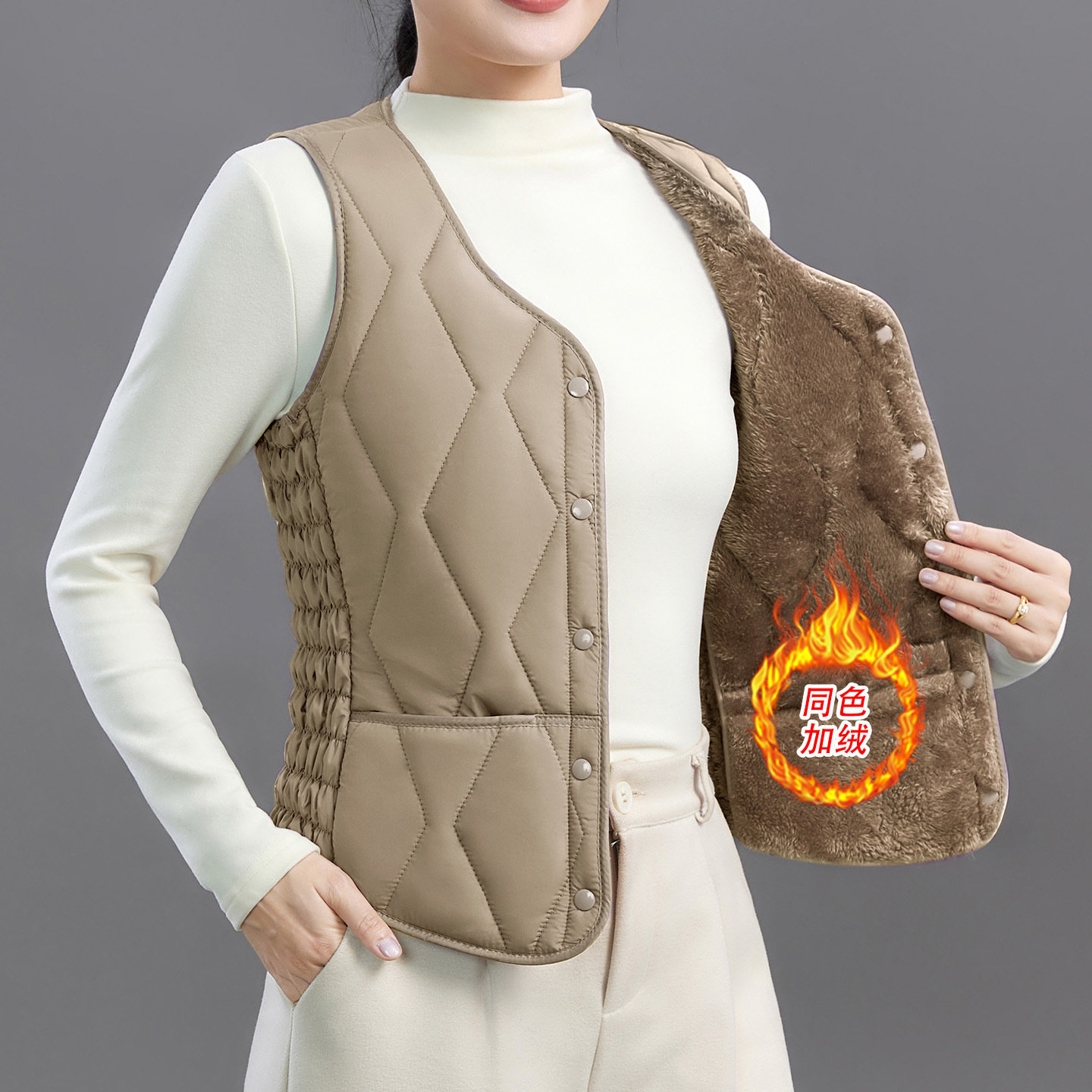 2025新款秋冬羽绒棉马甲女加绒保暖背心短款v领坎肩修身百搭内胆,女士内衣/男士内衣/家居服,保暖背心,淘宝优惠券,粉丝福利购,淘宝优惠卷