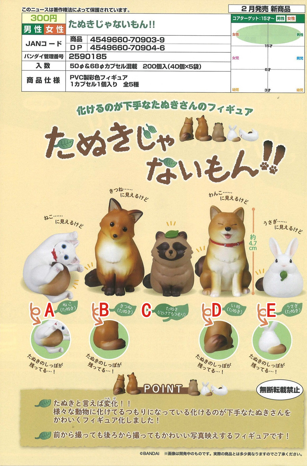 现货 日本正版万代扭蛋 狸猫变身的小动物们貉子精可爱摆件公仔