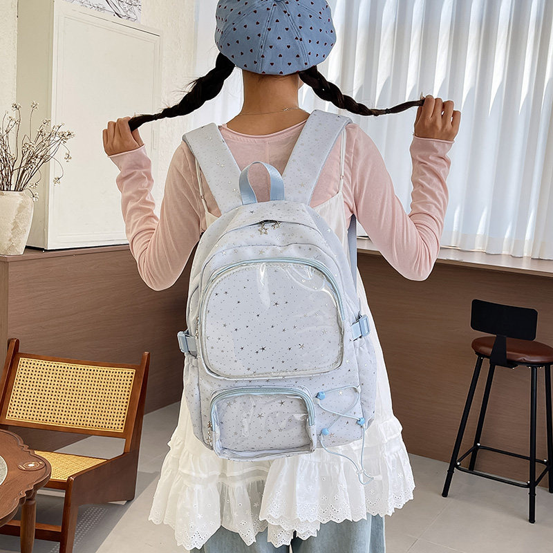 日系可爱透明小食量痛包吧唧双肩包初中学生学院风书包女15cm娃包