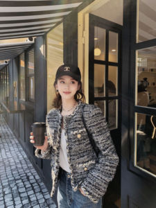 赵辰晨 柏林新贵 亮丝粗花呢外套女2023新款气质高级感小香风上衣