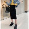 Zhao Chen Chen Mid length version Knitted skirts 2019 Spring new pattern Paige Self cultivation Elastic waist Skirt
