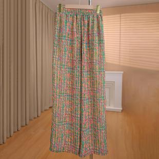 凉快彩虹色洋气松紧腰显瘦女长裤 深圳南油高端大妈女装 休闲直筒裤