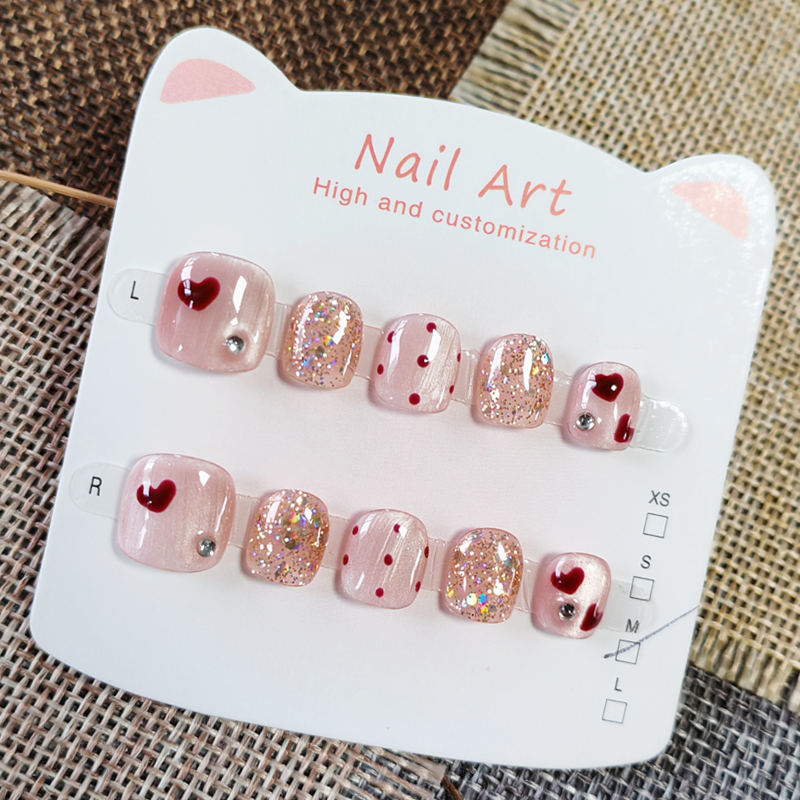 爆闪亮片猫眼儿童手工穿戴甲