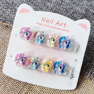 卡通可爱小朋友美甲 12岁儿童专用穿戴甲纯手工小马宝莉碧琪