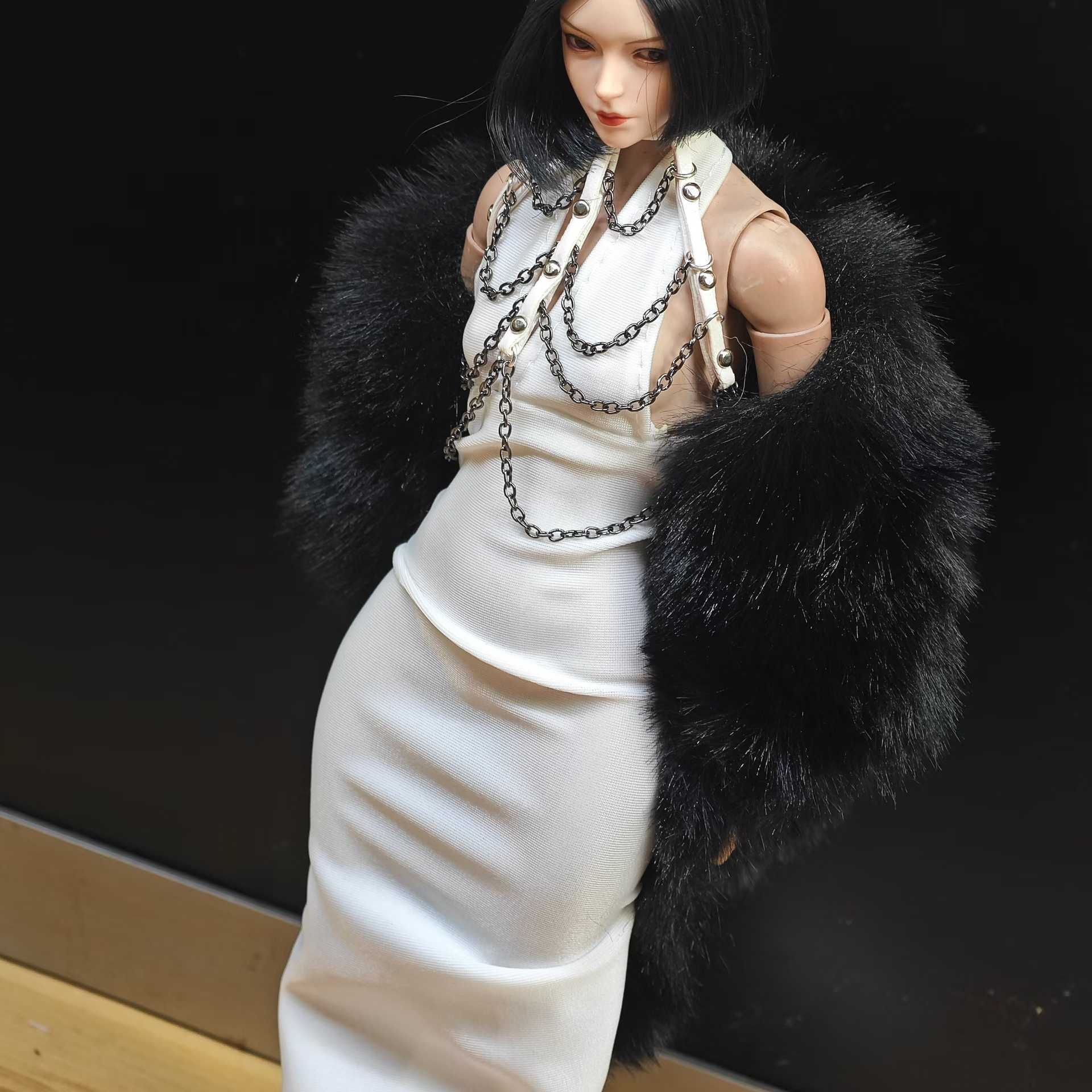 现货 1/6女兵人配件 黑披礼服套装 潮流人偶服饰套装